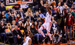  Pascal Siakam #43 of the Toronto Raptors dunks over during the Toronto Raptors vs Sacrame...