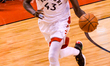  Pascal Siakam #43 of the Toronto Raptors runs with the ball during the Toronto Raptors vs...