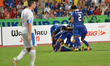 Thailand players celebrates after their team scoring during the AFF Suzuki Cup 2014 semi-f...