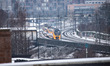 Trains in the snow. Snow in Eindhoven city on January 23, 2019 after the snowfall of 22 Ja...