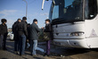 Italy, Rome: Deputy of Leu (Liberi e uguali) Rossella Muroni blocks a bus carrying migrant...
