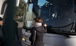 Italy, Rome: Deputy of Leu (Liberi e uguali) Rossella Muroni blocks a bus carrying migrant...