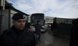 Italy, Rome: Migrants leave by bus Castelnuovo di Porto migrants center, some 10 kilometer...