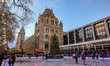 Ice skating rink in London during Christmas time, with decoration in the mood. Evening out...