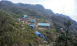 Mountain hut, refuge for trekkers and the porters who carried the materials for the new ca...