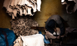 Men at work in The Chouara Tannery, one of biggest and oldest tanneries in the world in Fe...