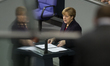 Delivery of a governmental declaration by the German Chancellor Angela Merkel  -to the for...