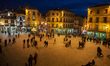 View of the Plaza del Azoguejo, in the city of Segovia (Spain), this city was declared a W...