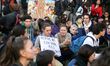 Youths, mostly high school and college students, demonstrate near the French Ministry for...