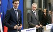 French Economy Minister Bruno Le Maire (R) and his Dutch counterpart Wopke Hoekstra (L) ad...