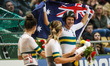 Ashlee Ankudinoff of Australia celebrates winning the gold medal in the Women's individual...