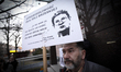 Several dozen people protest in front of the National Prosecutor's office on Rakowiecka st...