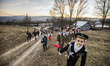 Dressed village boys walking from house to house for singing carols (koliadky) during Mala...