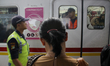 Employees of PT. Indonesia Commuter Line Trains (KCI) provided counseling to passengers re...