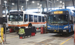 Buses at a Mississauga Transit maintenance facility on March 21, 2019 in Mississauga, Onta...