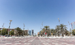View on Embassies District in Abu Dhabi United Arab Emirates, March 19, 2019. Streets of A...