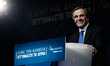 Greek PM, Antonis Samaras, gives his main pre-election speech in Taekwondo stadium in Athe...