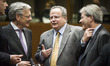(L-R) Didier Reynders, Greek Foreign Minister Nikos Kotzias and Italian Minister for Forei...
