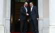 Greek Prime Minister AlexisTsipras (R) wellcomes European Parliament President Martin Schu...