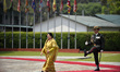 President Bidya Devi Bhandari observes guard of honor before leave for nine-days state vis...