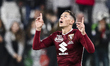 Torino midfielder Sasa Lukic (7) celebrates after scoring his goal during the Serie A foot...