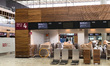 Unfinished check-in counters are seen at the construction site of the BER Willy Brandt Ber...