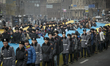 Procession of the 200-meter flags of Ukraine and Lithuania on February 15, 2015 in Kiev, o...