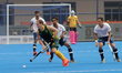 Nicholas Spooner of South Africa in action during Hockey World Series Final match between...