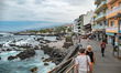 General view during a cloudy summer day of the seafront of the Atlantic Ocean in Puerto de...