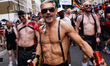 Paraders party on Portland Place at the 2019 Pride parade in London, England, on July 6, 2...