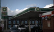 A British Petroleum (BP) petrol station in Stockport, trading in unleaded and diesel fuel,...