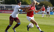 Leah Williamson of Arsenal  under pressure from Jacynta Galabadaarachchi of West Ham Unit...