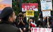 Demonstrators take part in a rally against Chinese Government on September 29, 2019 in War...