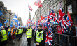 Pro-Scottish independence supporters march from Holyrood Park though the city centre to Th...