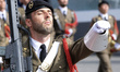 Soldiers take part in Spain's National Day military parade at Castellana Street on October...