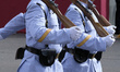 Soldiers take part in Spain's National Day military parade at Castellana Street on October...