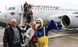 First passengers of the Eurowings (Lufthansa group) Airbus A319-132 (reg. No. D-AGWU) at G...