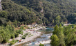 Collias, France, August 11, 2019. Swimmers along the gorges of the Gardon during summer. 