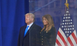 US President Donald Trump and US first Lady Melania Trump listen to Taps during a Veterans...