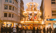 A view of the illuminated Christmas pyramid  at the Old Town Square In Dusseldorf, Germany...