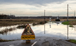 The river 'l adour' has flooded and impacts houses, fields,roads  in the village of Onard,...