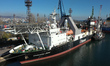 Allseas's support vessel Calamity Jane is docked near the Black sea town of Varna port, Bu...