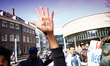 Asylum seekers who have been refused permits to stay in The Netherlands protested for the...