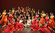 Tamil Bharatnatyam dancers perform a traditional dance depicting the strength of the Godde...