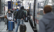 Travellers rise during the strike the union GDL on 04/22/2015 at the main station in Berli...