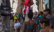 A local fandongo through the streets of Old Havana on December 1, 2019 