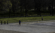 A few joggers are seen around The Lincoln Memorial amid a dramatic downturn in tourists du...