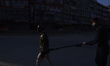 A Nepalese police man use catcher machine to catch people Violating the Curfew during the...