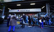 New Yorkers applaud first responders and medical workers in front of Mount Sinai hospital...