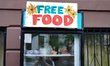 A view of the Van Buren Street Free Food Fridge in Brooklyn offering frozen goods, fresh f...